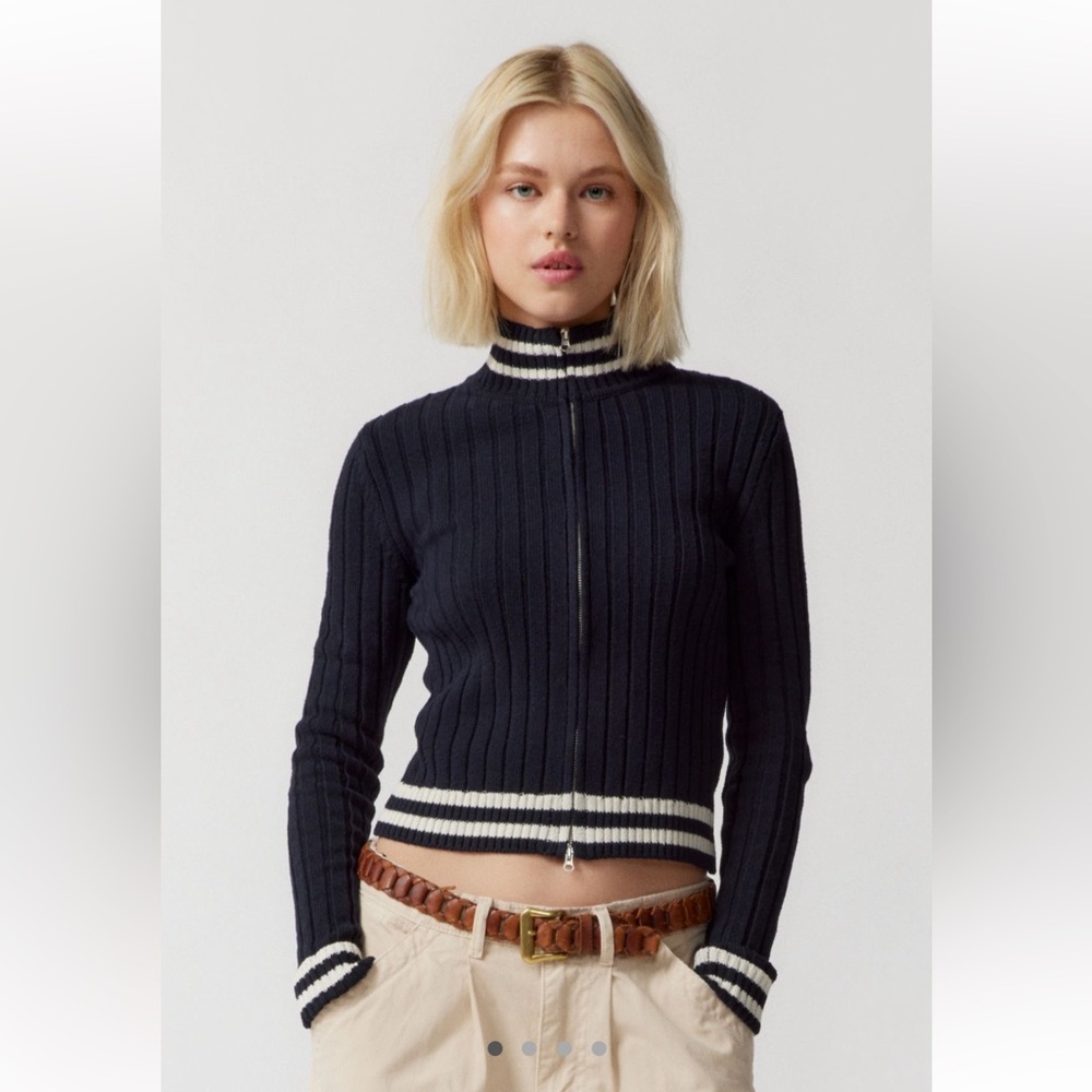 Zip Up Sweater Top Urban Outfitters